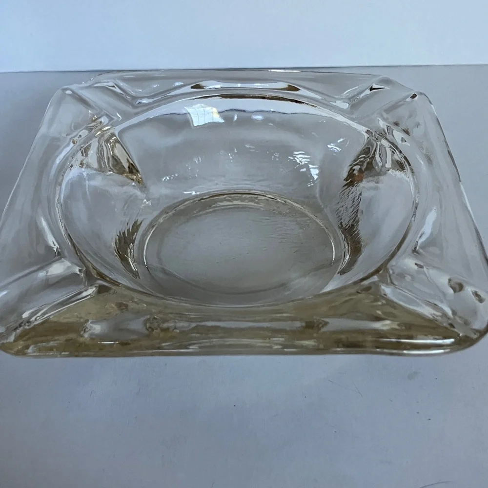 Vintage‎ Clear Glass Ashtray 5”